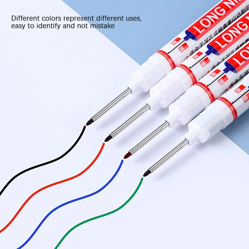 Long Head Markers Pen Bathroom Woodworking Decoration Multi-purpose Deep Hole Marker Pens Pen Red/Black/Blue/Green Ink