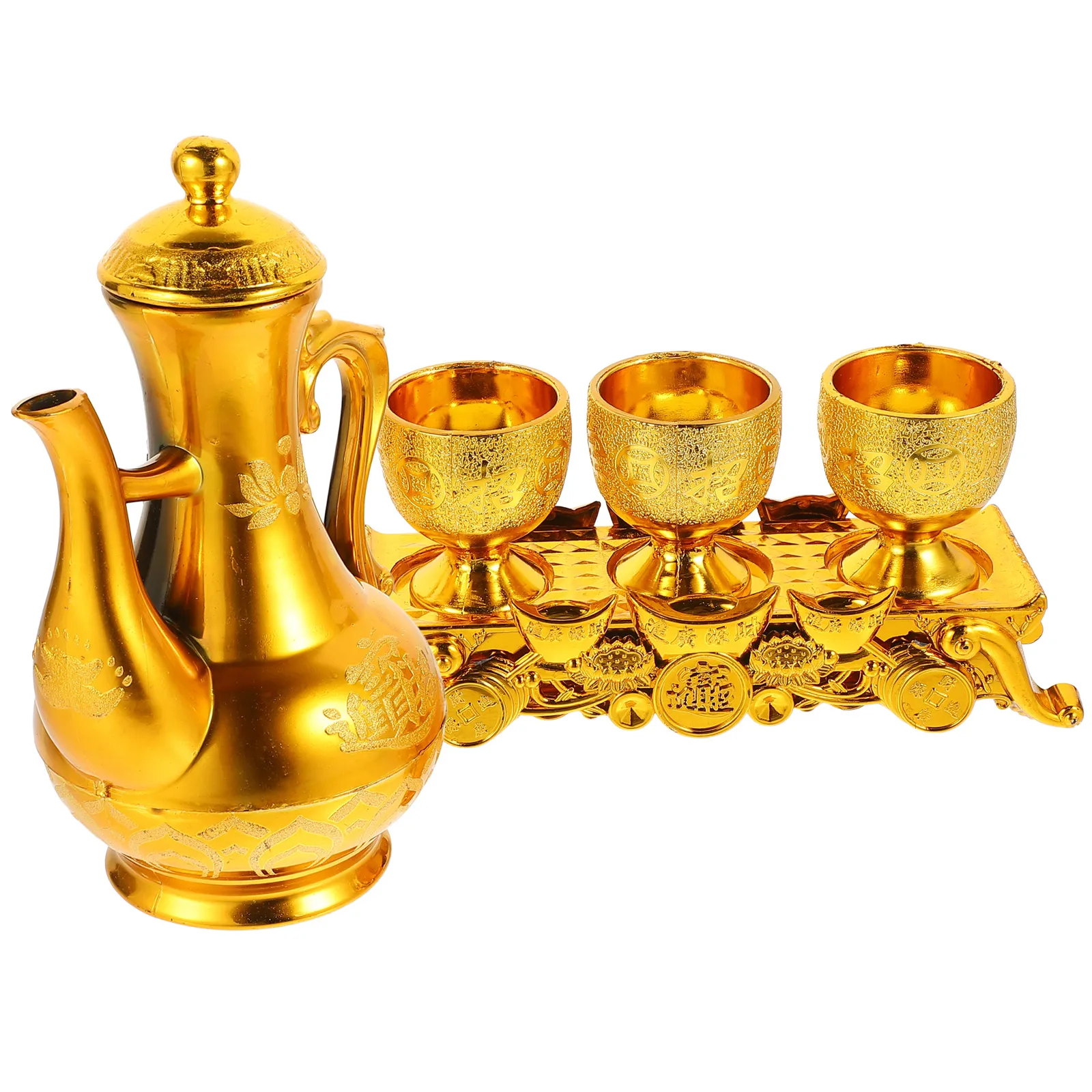 

Supplies Golden Plastic Offering Goblet Set Incense Cup Bowl Decoration Compact Size Worship Tools