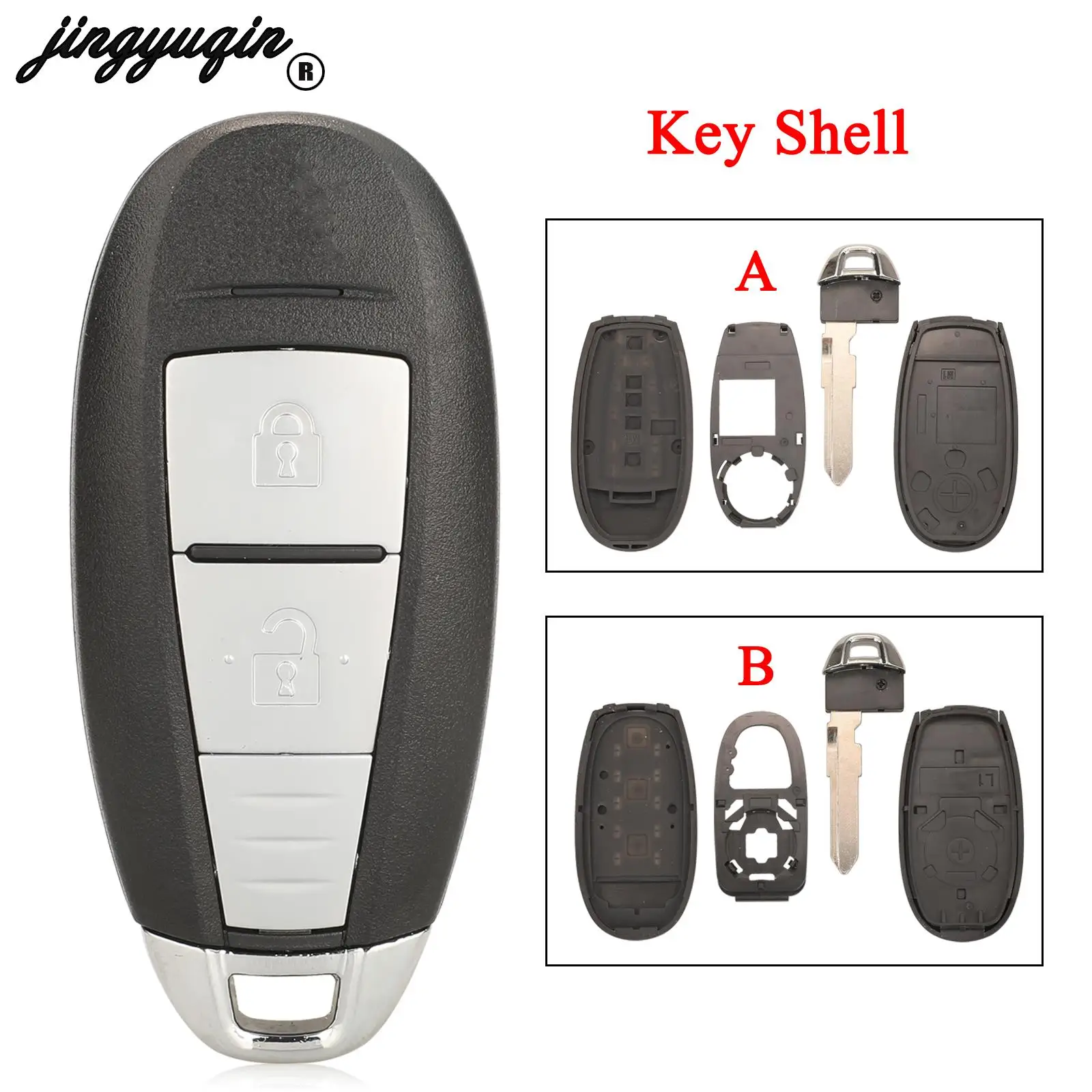 jingyuqin 2 Buttons Remote Key Case For Suzuki Swift SX4 Vitara 2010-2016 TS008 / TS007 fob Smart Car Shell Replacement