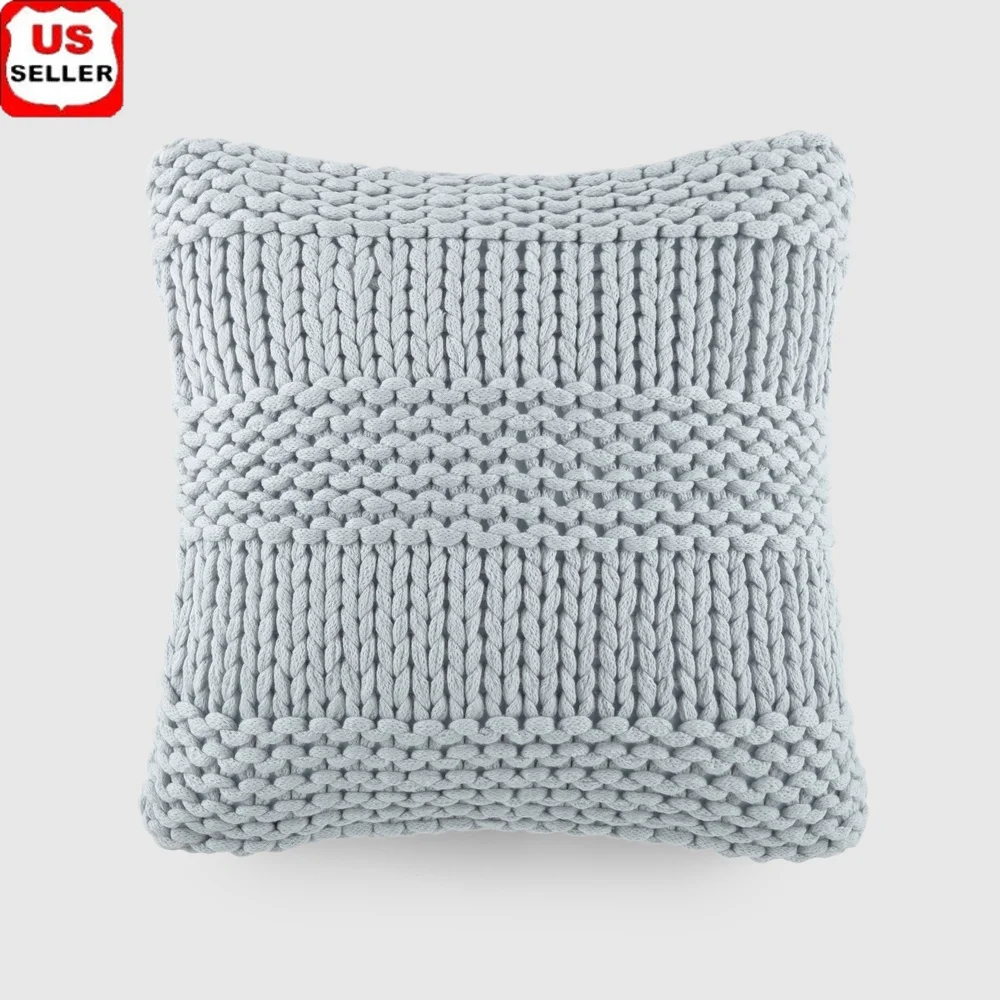 

Cozy Chunky Knit Throw Pillow with Removable Cover Soft Polyester Insert Indoor Decor Cushion Relaxation and Comfort