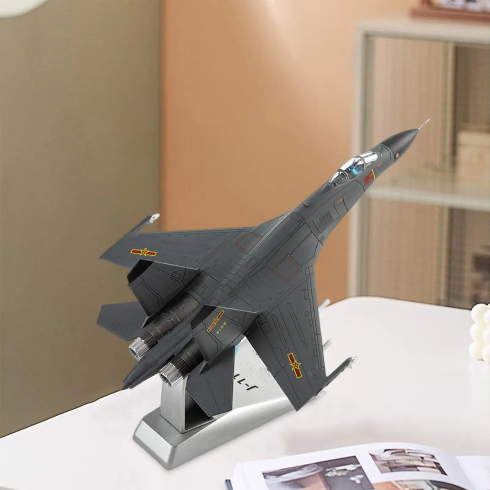 Diecast 1/100 Scale Aircraft J-11 Fighter for Table Decoration