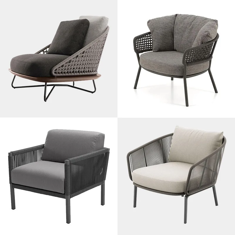 Combinazione di sedie in rattan per il tempo libero dell'hotel con divano da esterno nordico