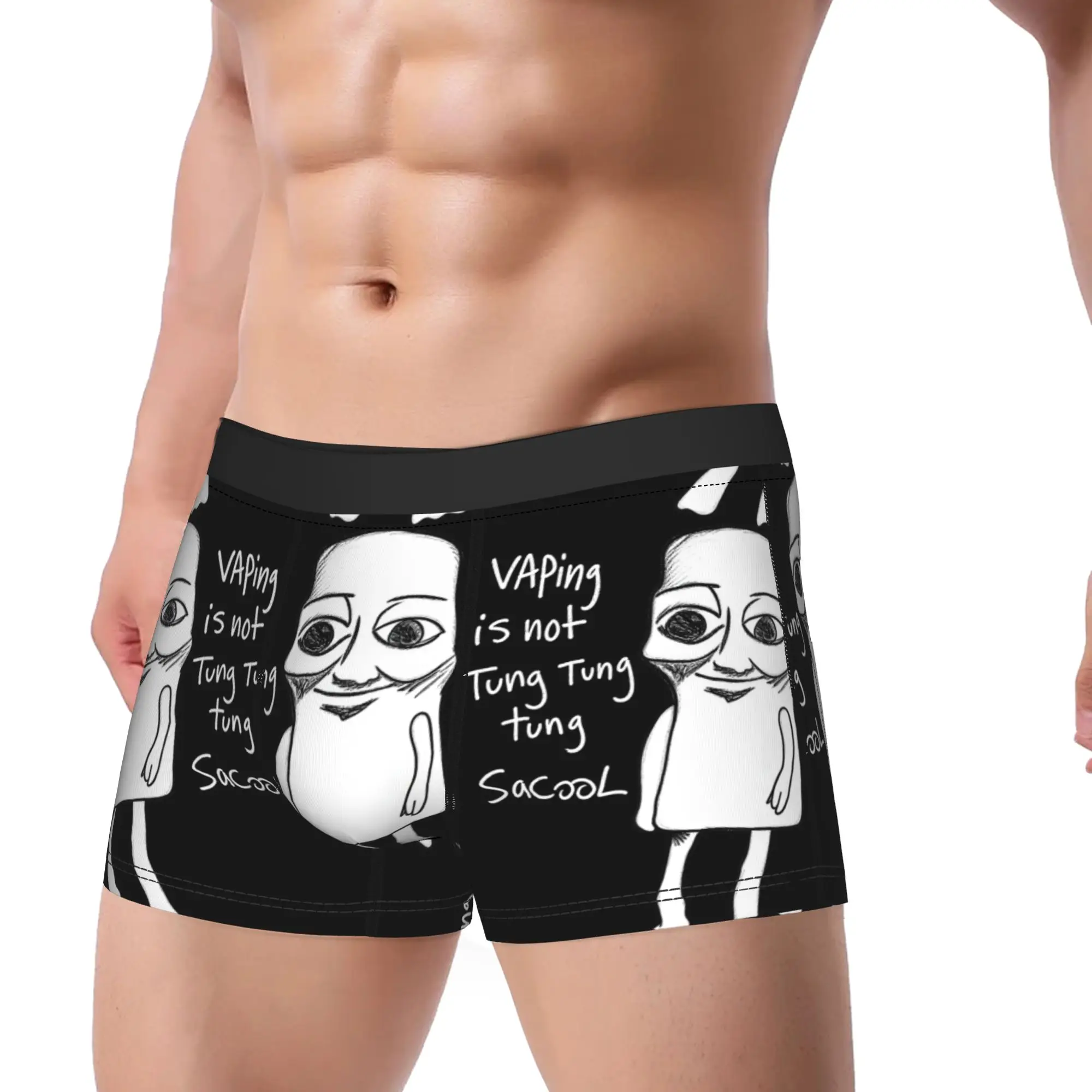 Vaping is not Tung Tung Tung Sacool Brainrot School Meme Underwear  Men Underpants Sexy Soft Boxershorts Boxer Brief Large Size