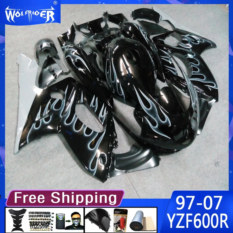 Motorcycle ABS plastic fairings for YZF600R 97-07 Motorbike YZF600R 1997 - 2007 black white fairing Manufacturer Customize cover