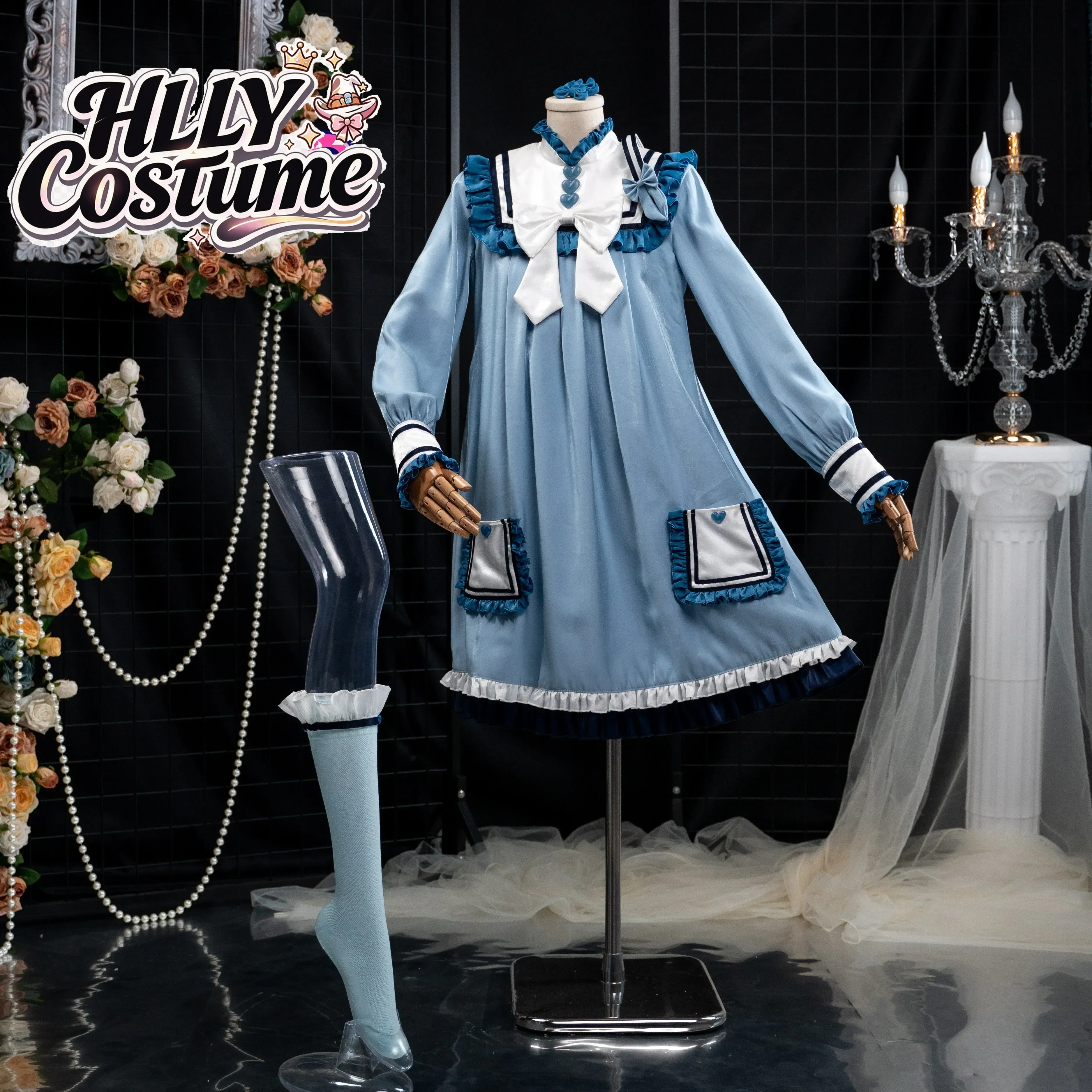 Vanilla Chocola Anime Nekopara Cosplay Costume Full Set Blue ruffled sweet costume Halloween party women JK dress