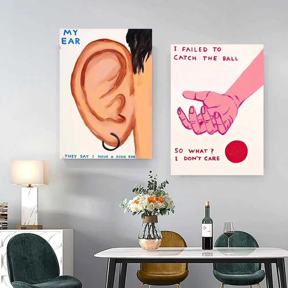 Funny David Shrigley Wall Art Eye Ear Hand Hair Canvas Painting Posters And Prints Pictures for Living Room Home Decoration