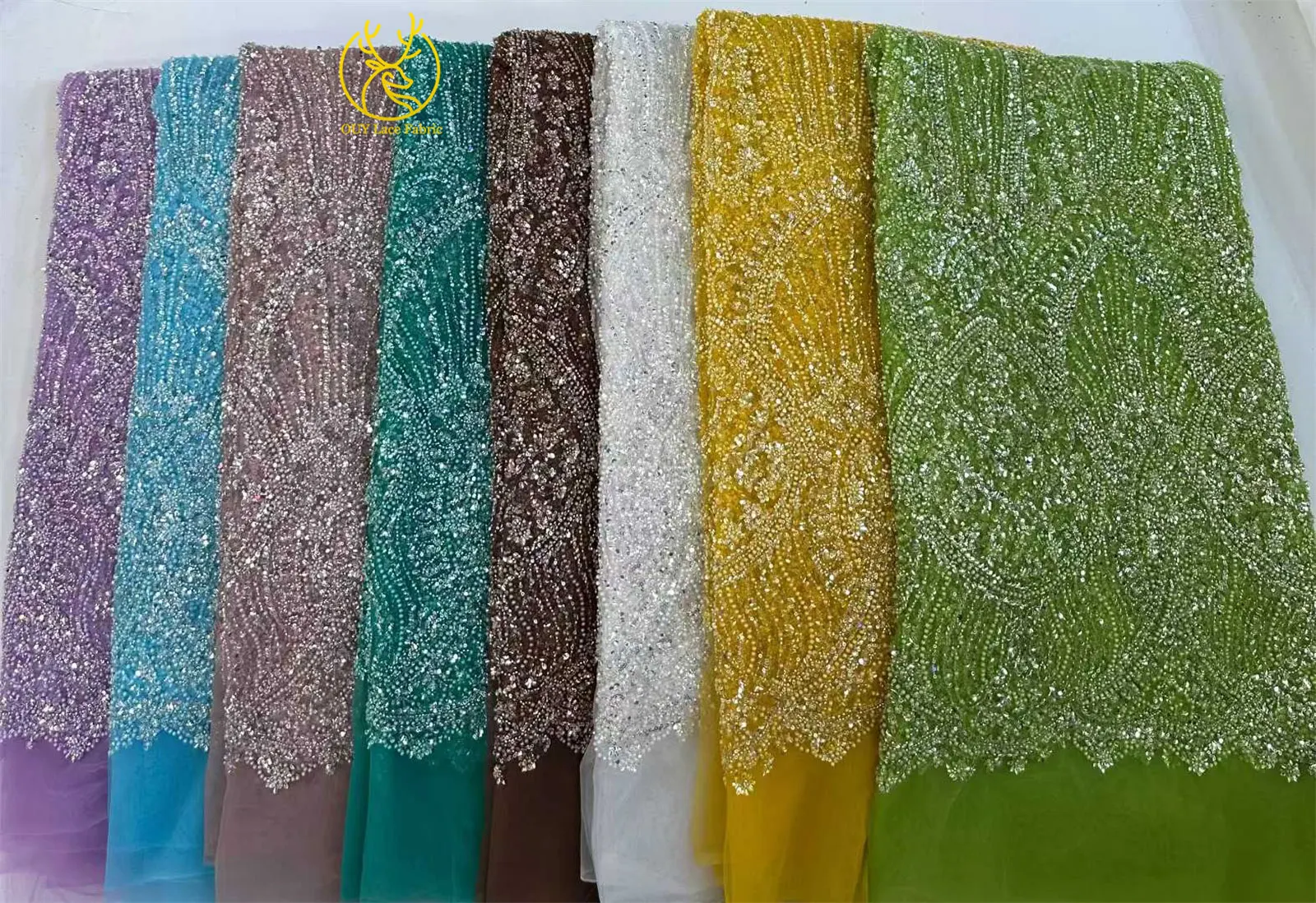 Luxuriöser afrikanischer handbestickter Tüll-Spitzenstoff 2026, hochwertiger nigerianischer Pailletten-Spitzenstoff, geeignet für Partykleid-Nähmaterial – Detail 3