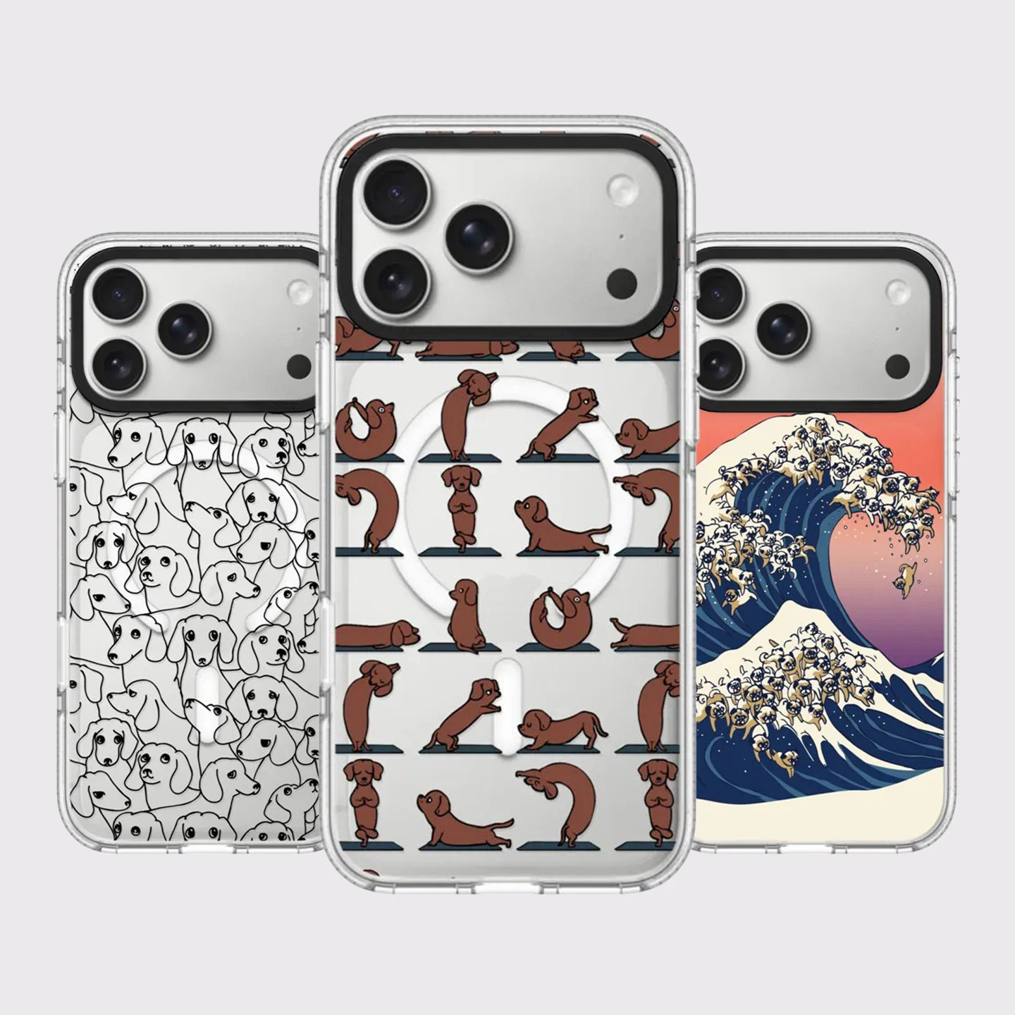 

Cute Dog Waves White Border Magnetic Impact Phone Cover for IPhone 12 13 14 15 16 17 Pro Max Case for IPhone 17 Air