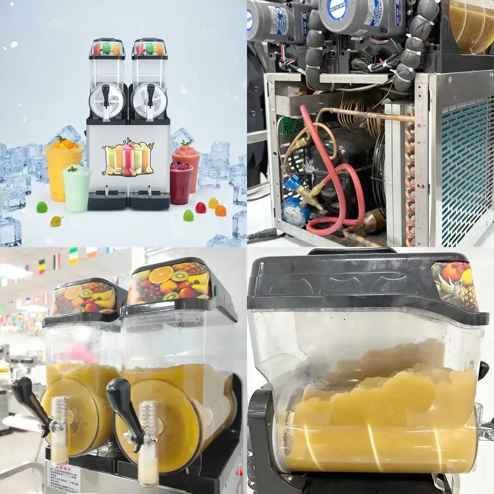 

Hot saleDouble-Chamber Commercial Slush Machine 2x12L Independent Tanks for Serving Two Flavors in Ice Cream Shop & Fast Food