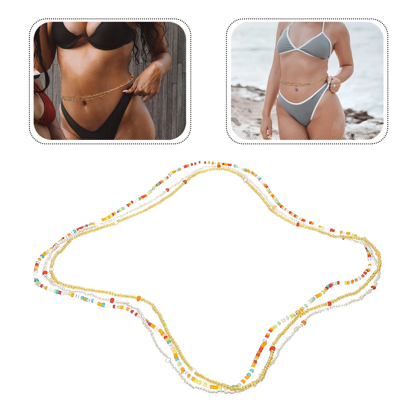 

6 Pcs Bikini Chain Set Belly Waist Beads for Women Colorful Belt Beach Accessories Jewelry Body