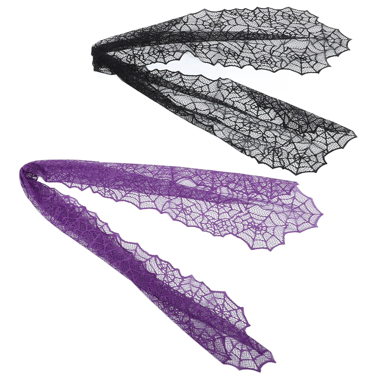2Pcs Spider Web Table Flags Knitted Lace Wrinkle Resistant Decorations Halloween Christmas Party Supplies Halloween Table Flags