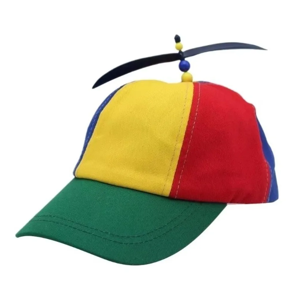 Detachable Propeller Baseball Cap Cotton Color-block Bamboo Dragonfly Cap Rainbow Design Sunscreen 4
