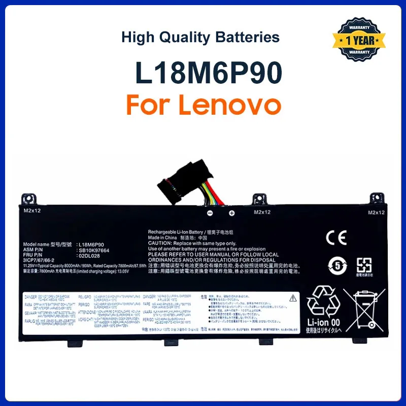 L18M6P90 Laptop Battery For Lenovo ThinkPad P53 Series L18C6P90 02DL028 5B10W13901 SB10K97664 11.25V 90Wh 8000mAh