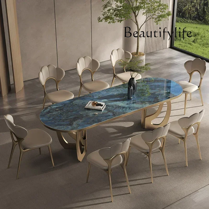 

Kitcjen luxury Dining Table Set 6 People Desk legs metal Marble Dining Table Coffee Multifunctional mesa comedor home furniture