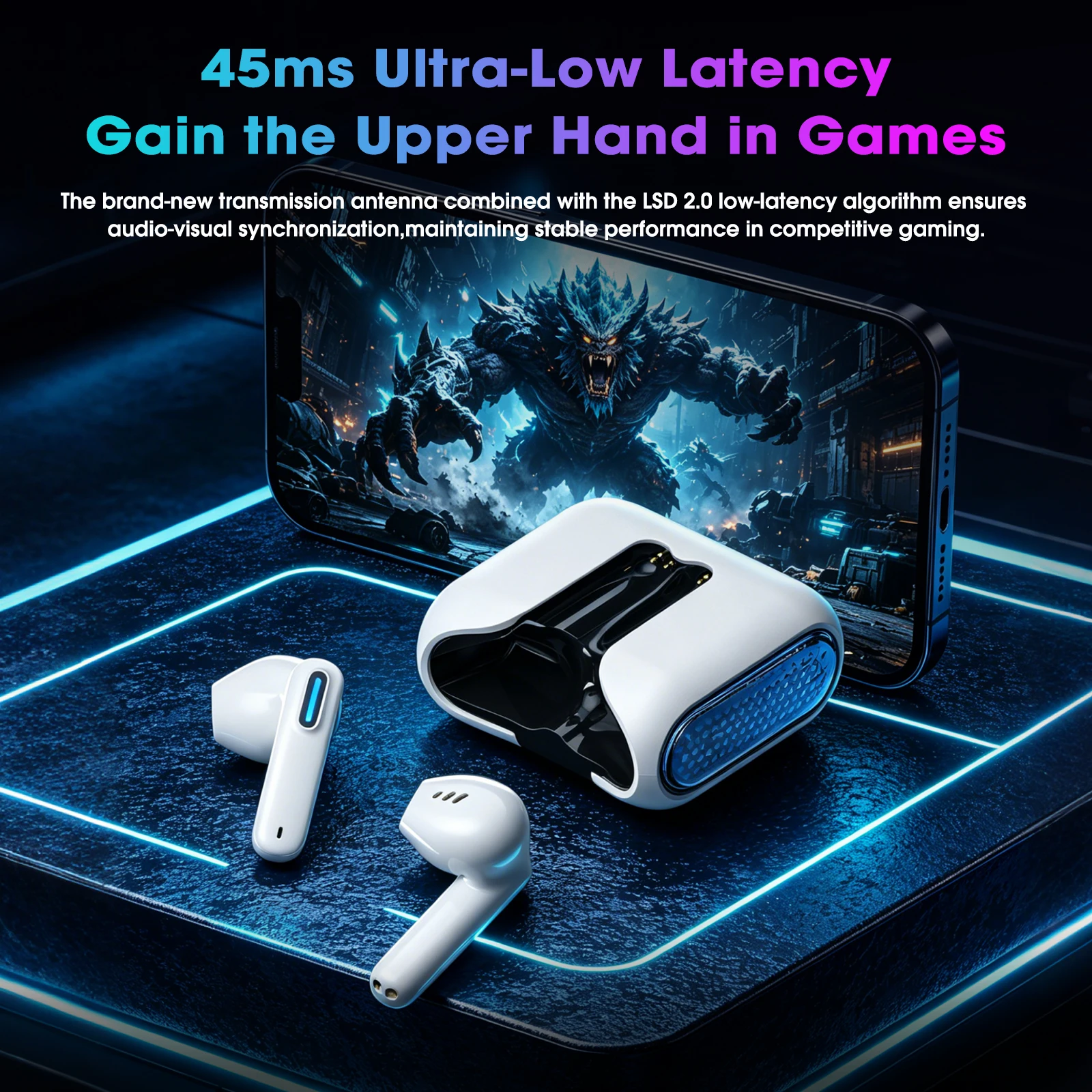 Auriculares Bluetooth HTC NE49 6.0, Audífonos Inalámbricos Verdaderos para Juegos, HiFi con Bajos Profundos, Diseño Ligero y Moderno, Resistentes al Agua IPX5