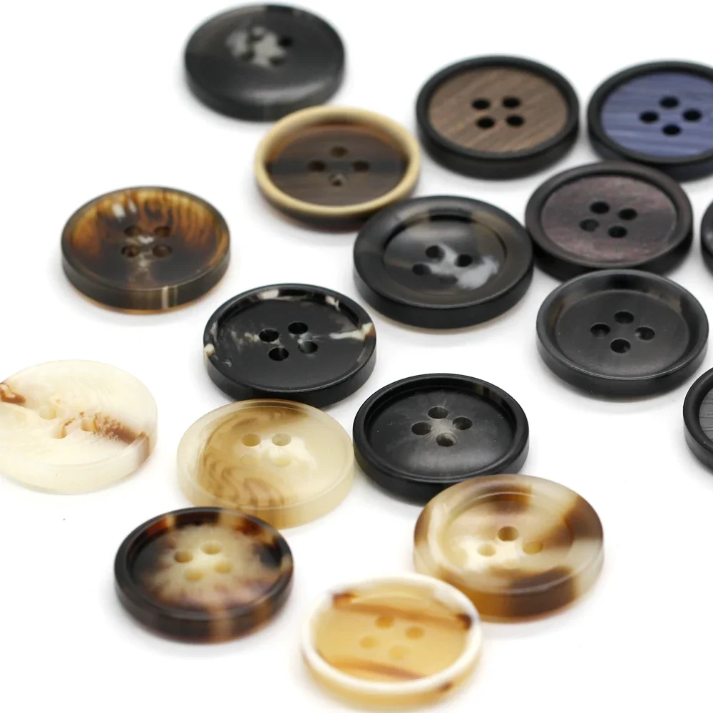 HENGC 15/20mm Retro Men Suit Horn Resin Buttons For Clothing Fashion Uniform Blazer High Quality Handmade Decorations For Sewing