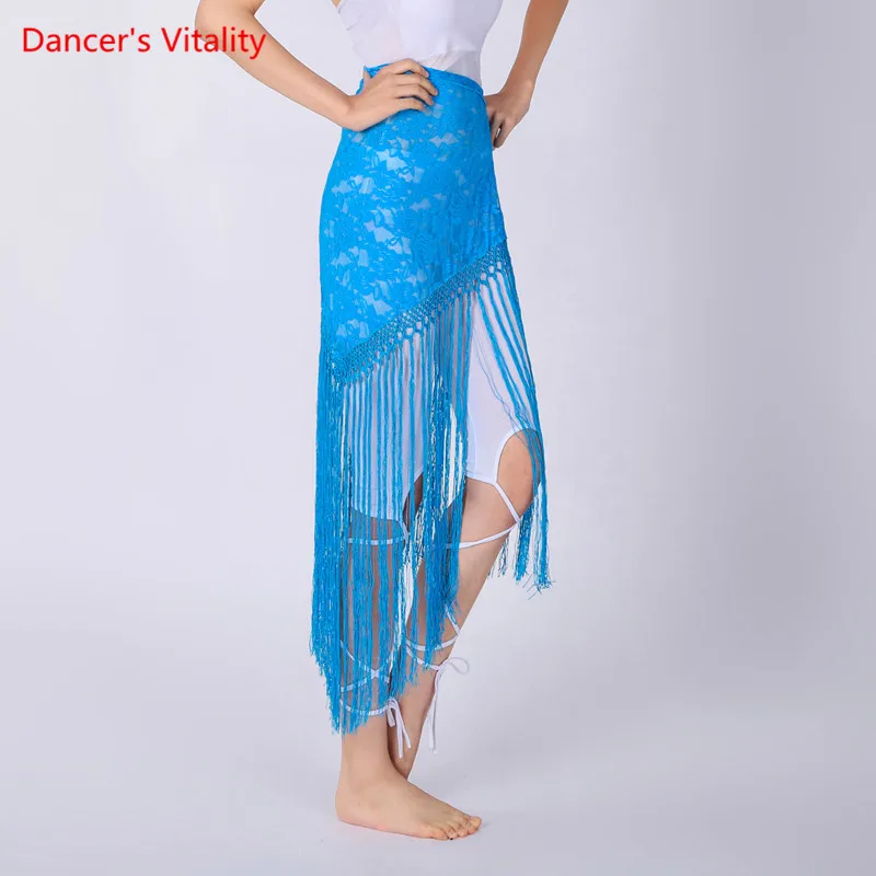 Belly Dance Hip Scarf Lace Tassel Triangle Belt Practice Skirt Female Elegant Long Fringed Profession Performance Clothing