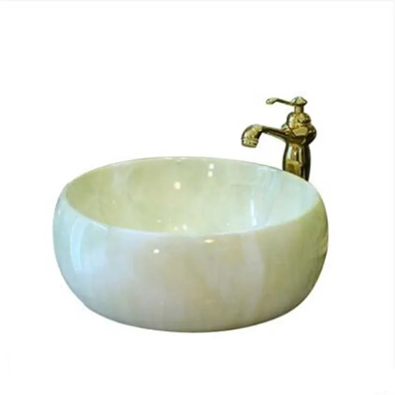 

Ceramic counter basin round imitation marble wash bathroom retro art