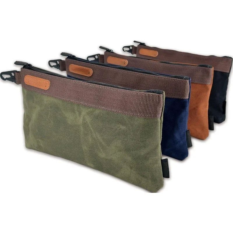 

Heavy-Duty Canvas Tool pouch, 4PCS pouches, 12" pouch, Waxed Canvas zipper pouch, Canvas socket bag