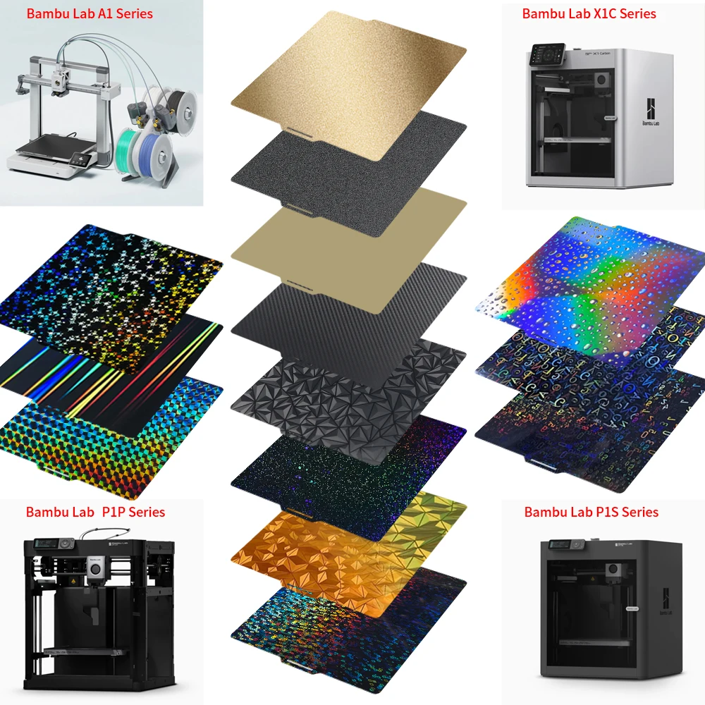 For Bambu Lab 257x257mm P1P X1 X1C P1 P1S build plate bambulab 257 pei smooth bulid plate PEO PET PEY PEI Magnetic Spring Steel