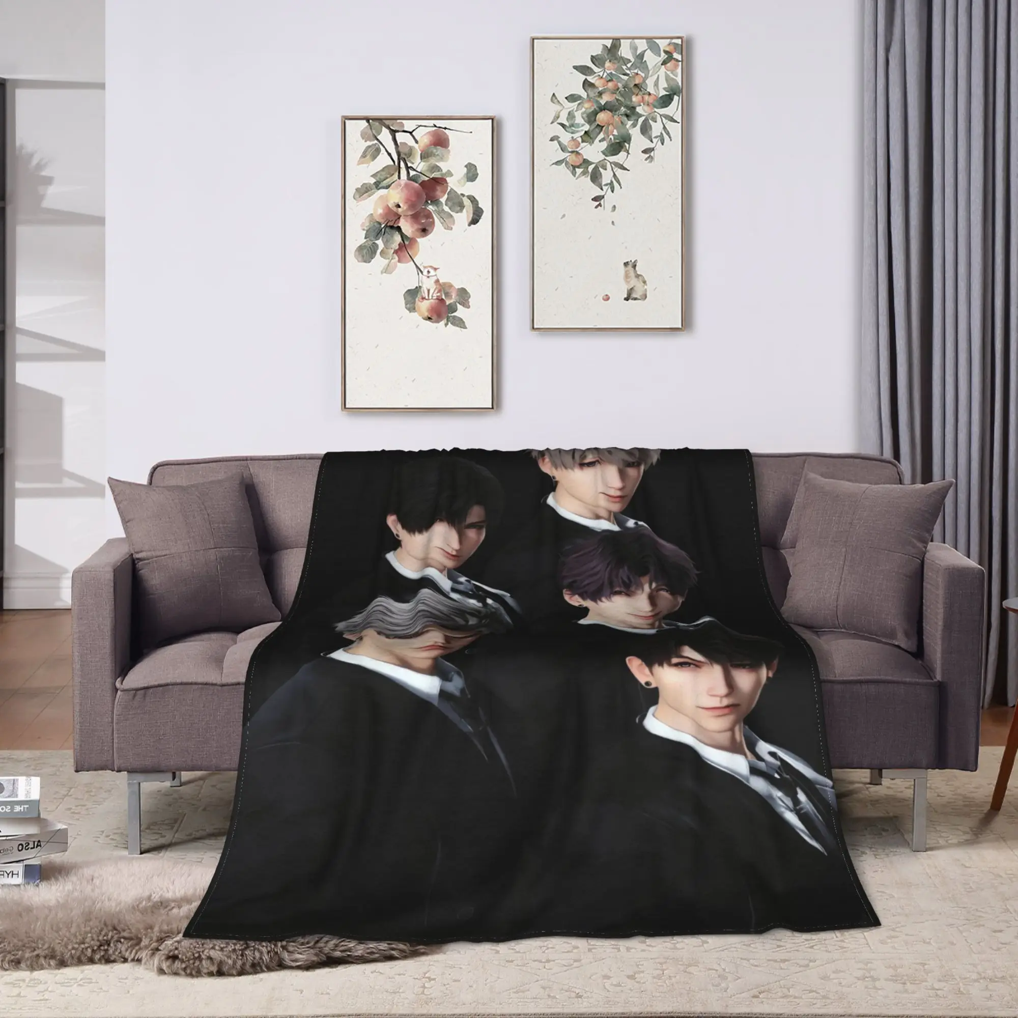 COOL V-Valko L-Love and Deepspace Blankets Decorative Flannel Throw Blanket For Couch Chair Soft Warm Bedspread Birthday Present