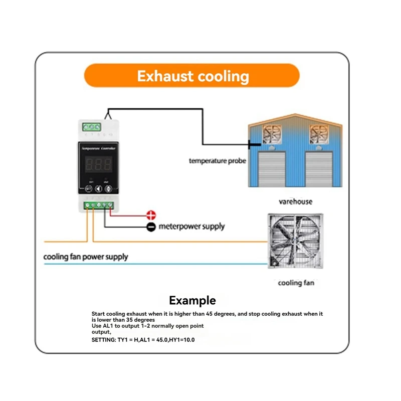 ABBN-LED Rail Termostato AC220V Relé de 2 vias Controlador montado em trilho Din Controlador de alarme de temperatura de aquecimento e resfriamento