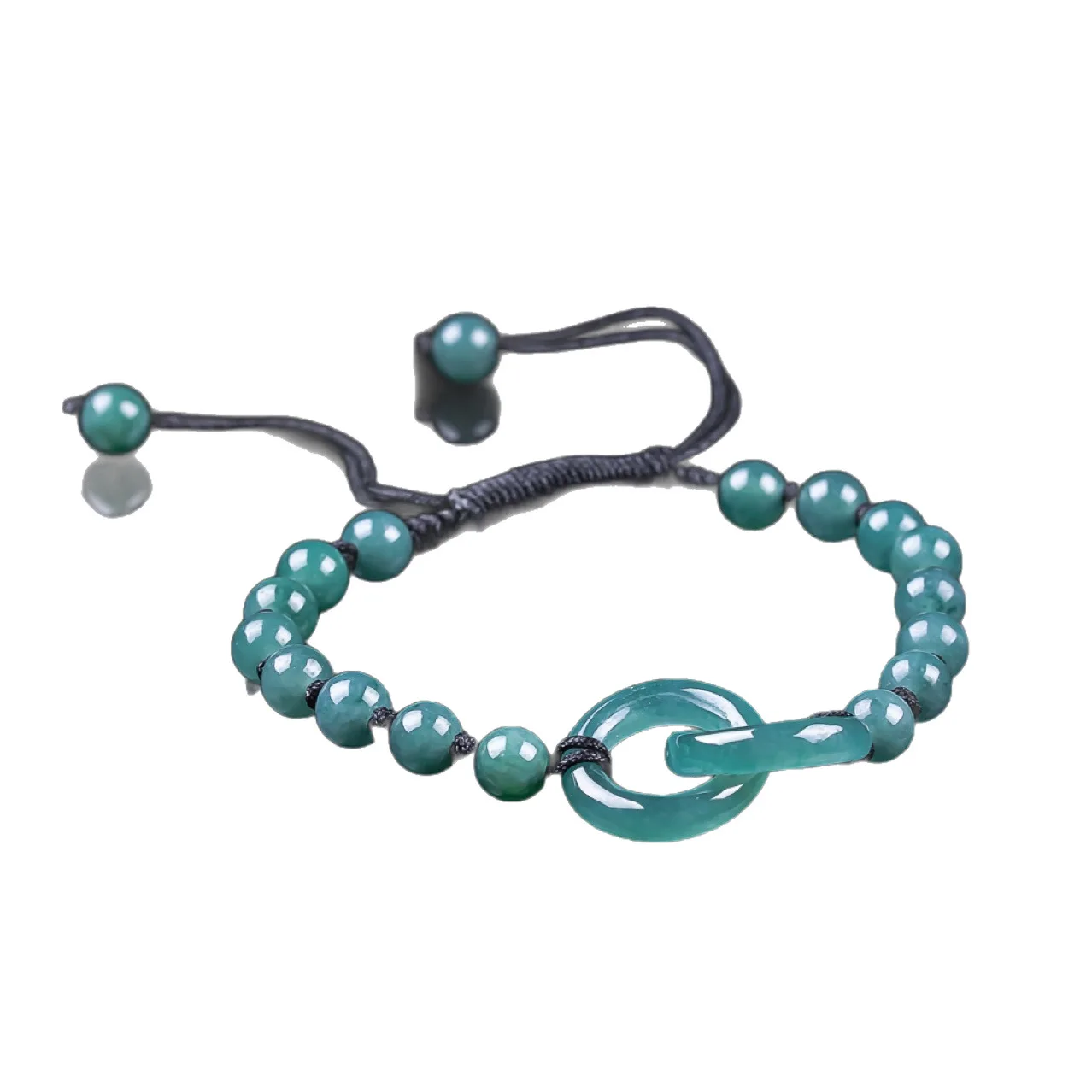 

Натуральный браслет из мьянманского жадеита с двойным кругом, талисман, ювелирное украшение, винтажный стиль, настоящий нефрит, подарок для женщин