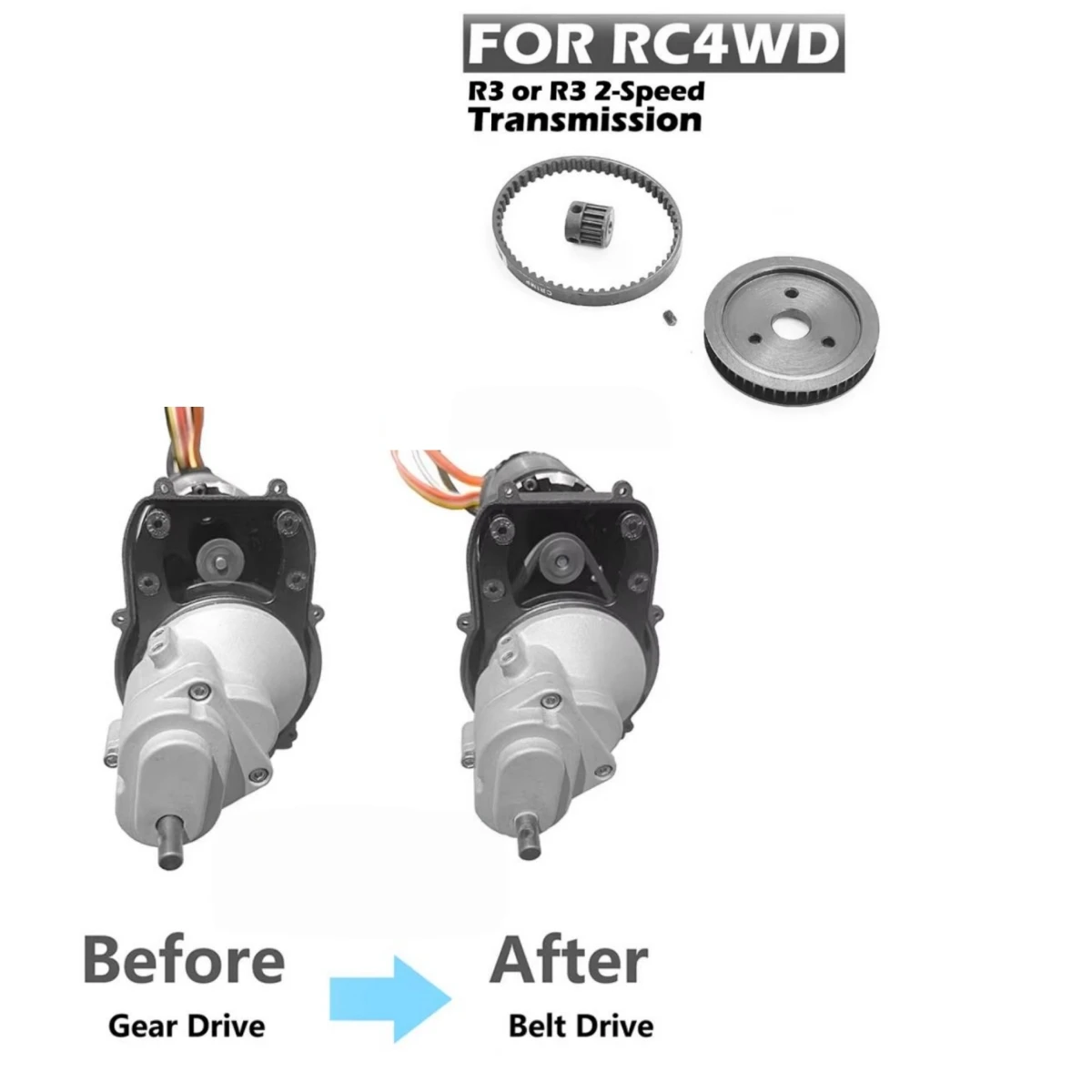 

Metal Gearbox Belt Drive for 1/10 Scale RC Crawler Toys RC4WD TF2 R3 Transmission RC Car Upgrade part