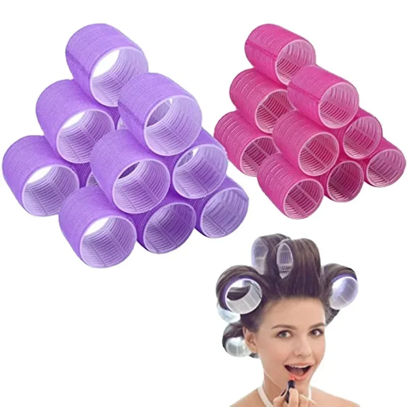 Self-Grip Heatless Hair Rollers Hair Curlers No Heat Hair Bang Volume Self-adhesive Hook &amp Loop DIY Styling Tool Random Color