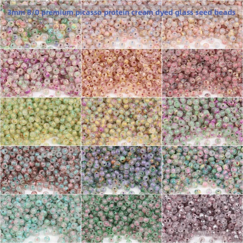 3mm Super Exzellente Picasso Protein Glas Reisperlen 8/0 Imitations-Jade Farbverlauf Runde Perlen DIY Handgemachte Perlen