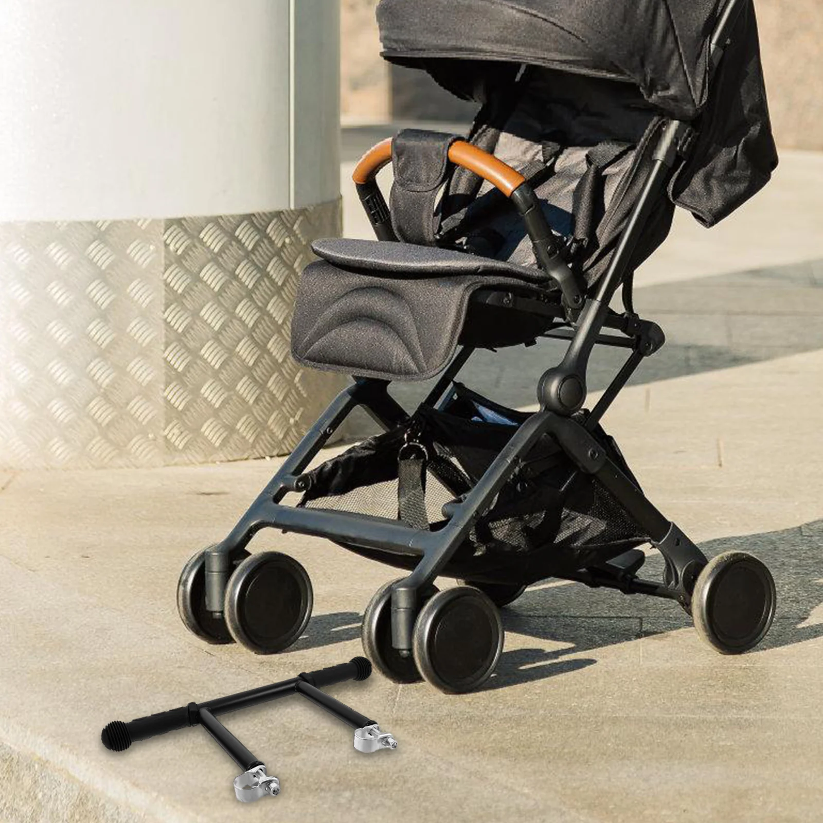 مقبض عربة الأطفال موسع أسود 25 مم مشبك قابل للتعديل مضاد للانزلاق قبضة عالمية مناسبة لمعظم عربات الأطفال كرسي يدفع باليدين #3