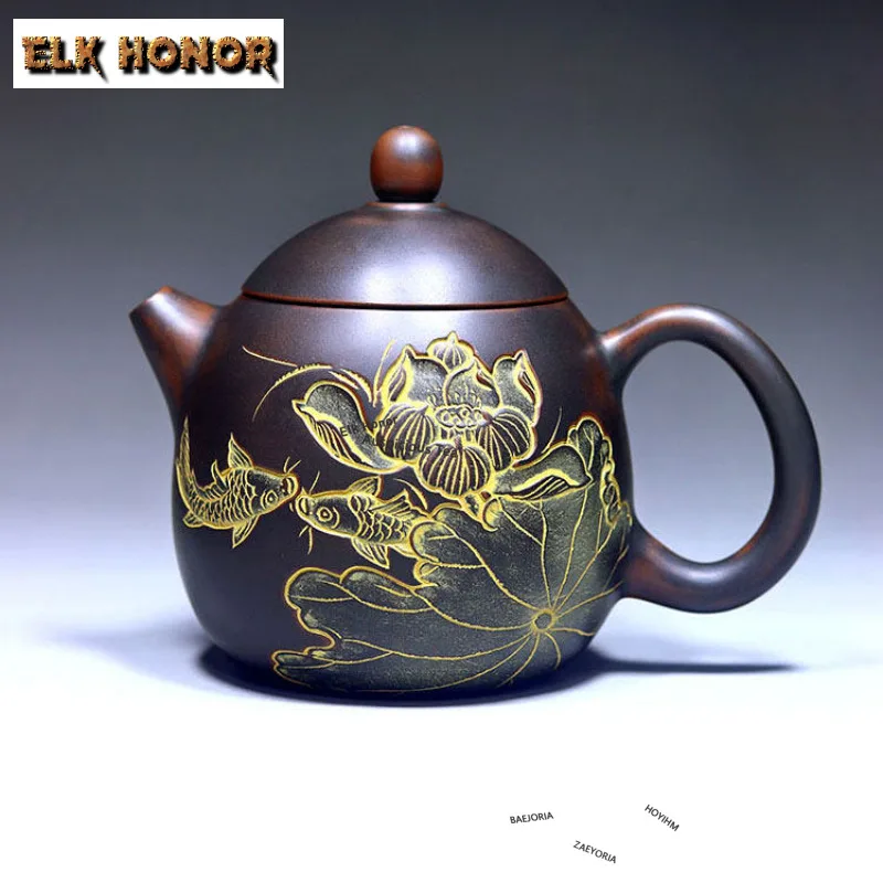 230ml Aesthetic Qinzhou Nixing Pottery Teapots Handmade Dragon Egg Pot Raw Ore Mud Tea Brewing Kettle With Strainer Tea Set Gift