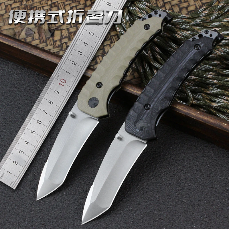 

KIKU Outdoor Camping Folding Knife D2 Blade G10 Handle Pocket Survival Tactical Hunting Utility Fruit Kitchen Knives CED Tools