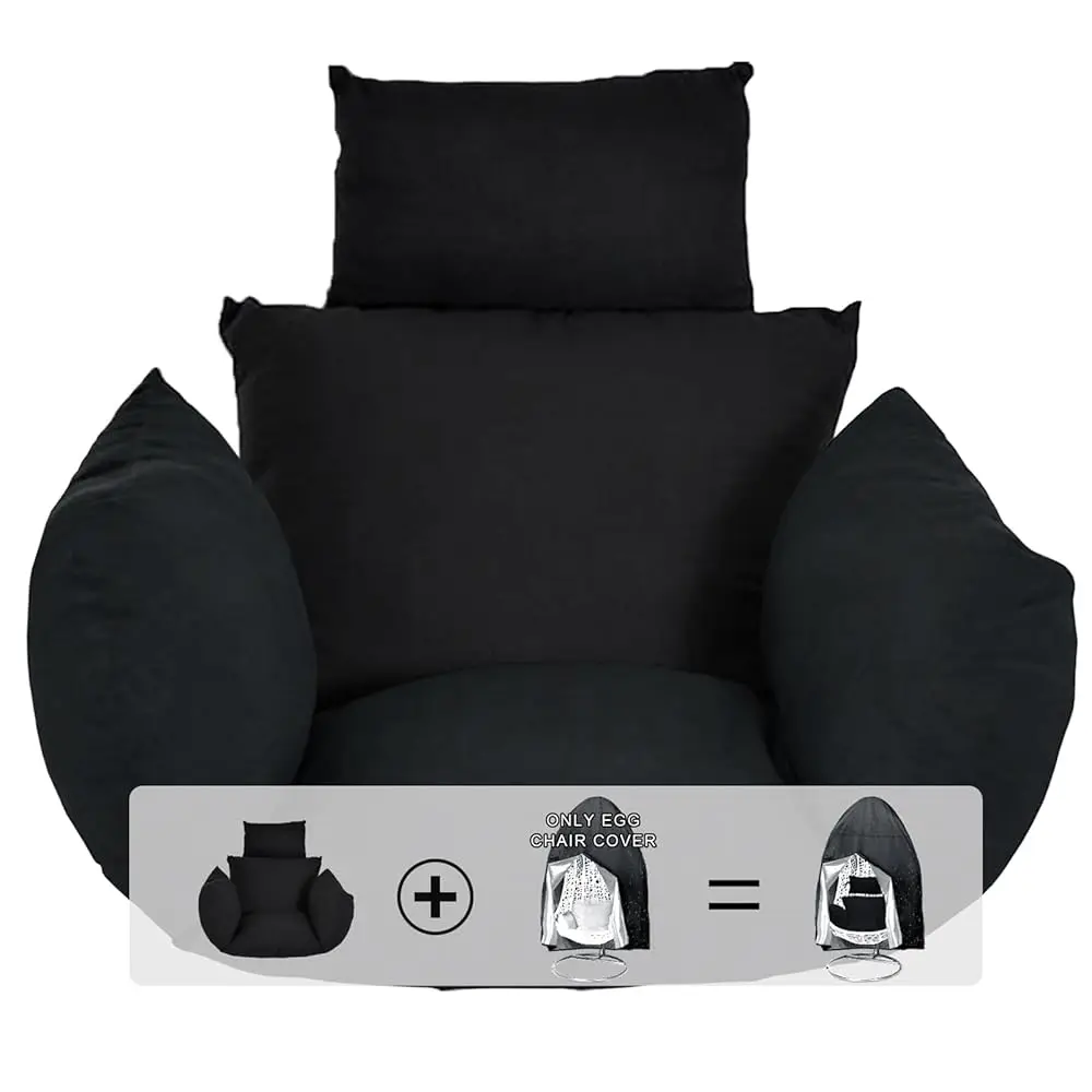 

Egg Chair Cushion, Hanging Basket Chair Cushions With Pillow, Soft Outdoor Swing Cushions Replacement With Waterproof Patio Egg