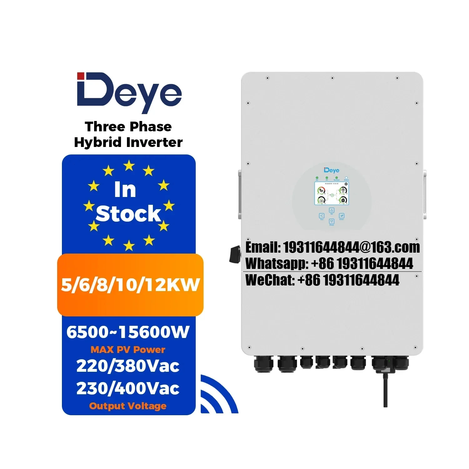 

Stock Deye Inversor Sun-12k-sg04lp3-eu wechselrichter 5kw 6kw 8kw 10kw 12kw 16kw 3 phasen eu Hybrid Solar Inverter