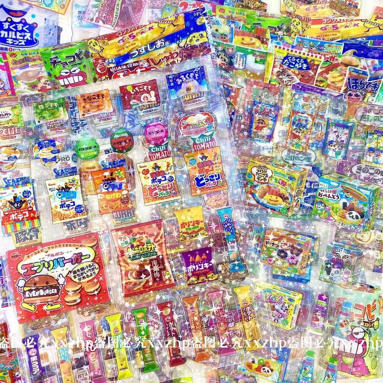 10Pcs Retro Y2K Japanese Anime Snack Scrapbook Journal Sticker Glitter Cartoon Stationery Sticker DIY Decro Student Sticker