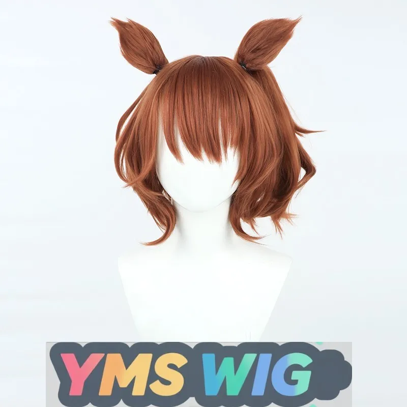 【YMS WIG】Peruka Cosplay Jockey Girl Pretty Derby z Prawdziwą Kokardą, Uszami i Ogonem, Realistyczna