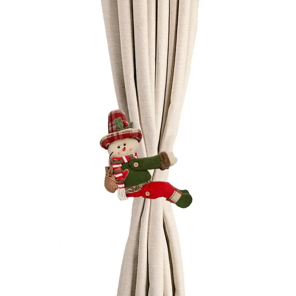 Unique Christmas Decor Practical Christmas Props Festive Christmas Curtain Buckle Ornaments for Home Office Parties Plush Santa