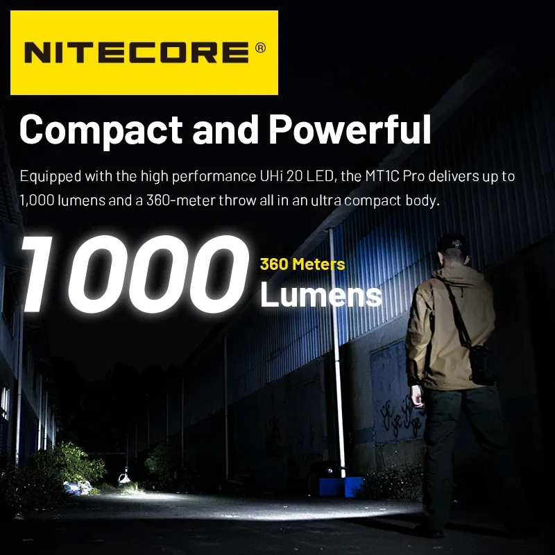 NITECORE MT1C PRO 1000Lumens 360 meters rechargeable battery Flashlight