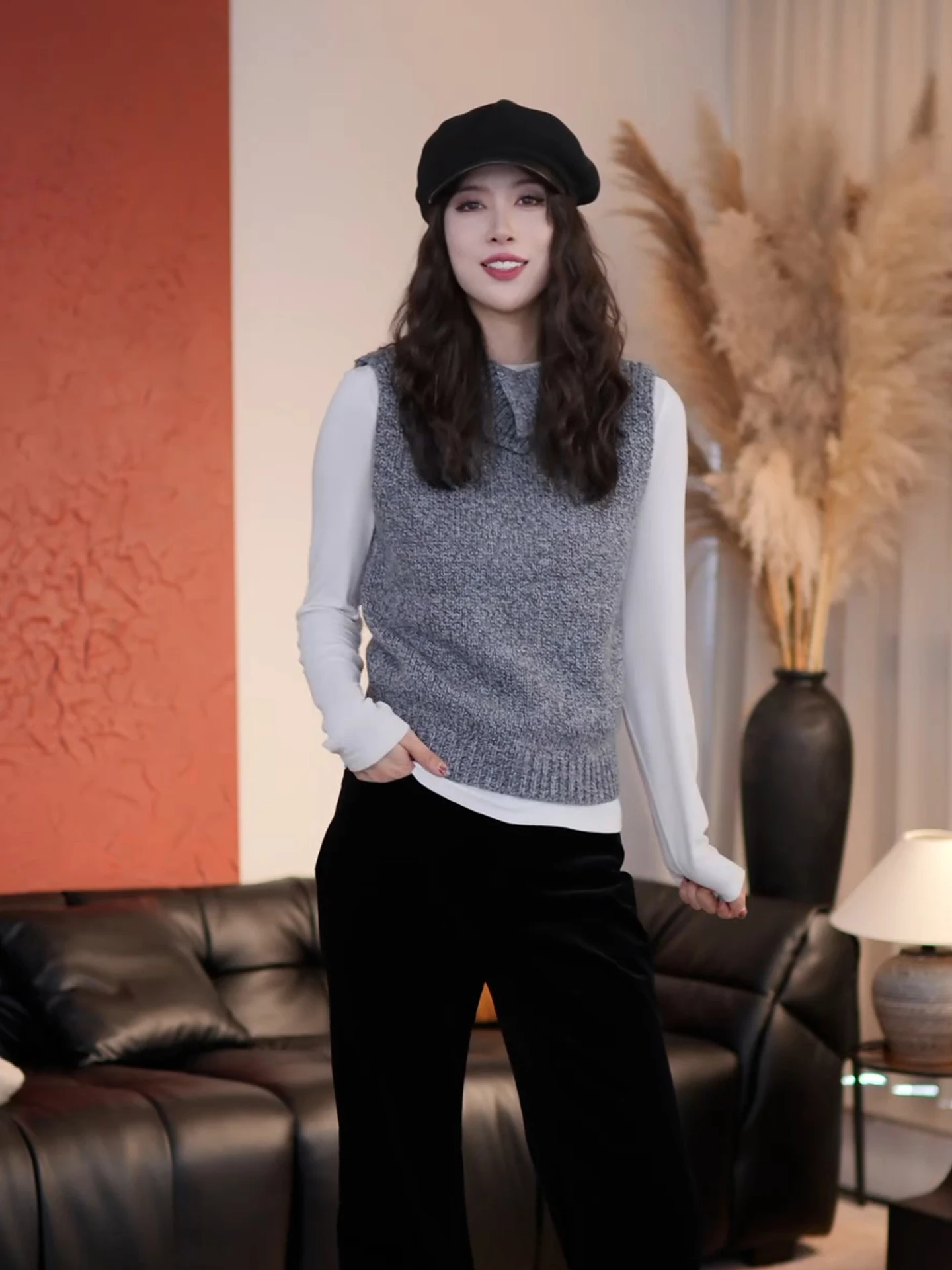 

Nana Tall DMX Design Woolen Knitted Vest Women's Autumn Winter New Sle Layering oulder C27006 Commute Sle Pure Color