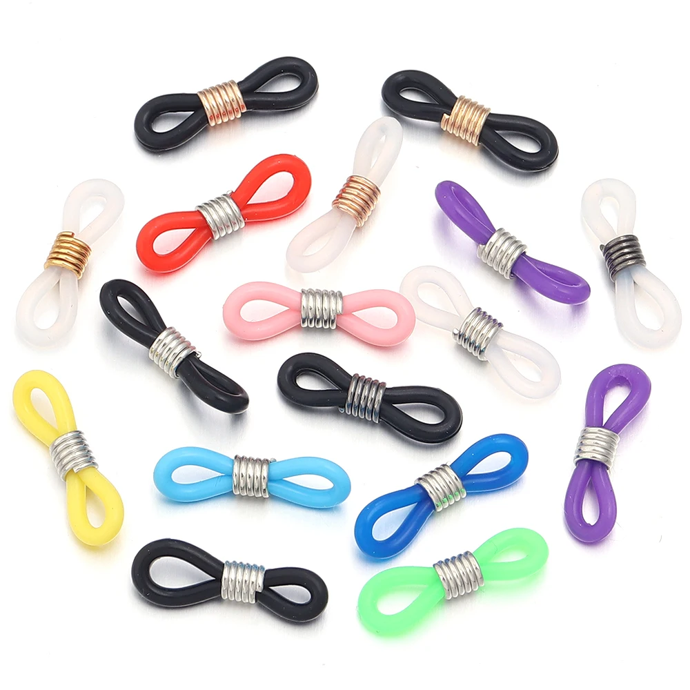 50pcs Silicone Rubber Eyeglass Connectors Adjustable Anti Slip Glasses Holder Sunglasses Chain End Loop For DIY Jewelry Making