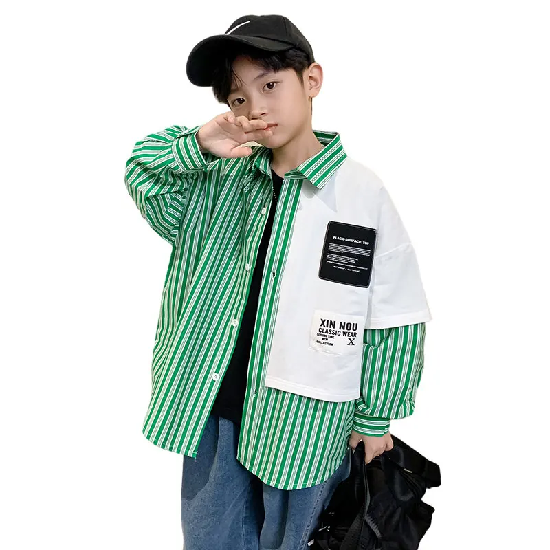 New Fashion Teenage Shirts for Boys Long Sleeve Cotton Blouse Kids Boys Shirts With Buttons for Children Clothes School Clothing