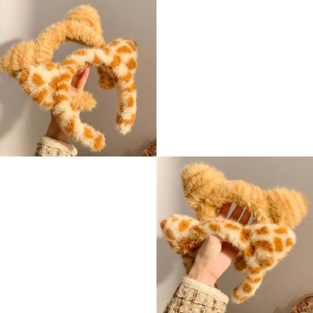 

72XE Soft Plush Cats Ears Headwear Elastic Headpiece Cartoon Pattern Hairband for Photoshoots Or Casual Outings