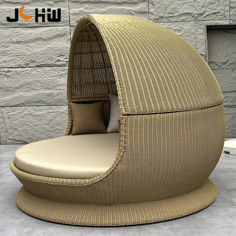Outside Hotel Swimming Pool Beach Sun Bed Aluminum Frame Sunbed Villa Terrace Rattan Outdoor Daybed