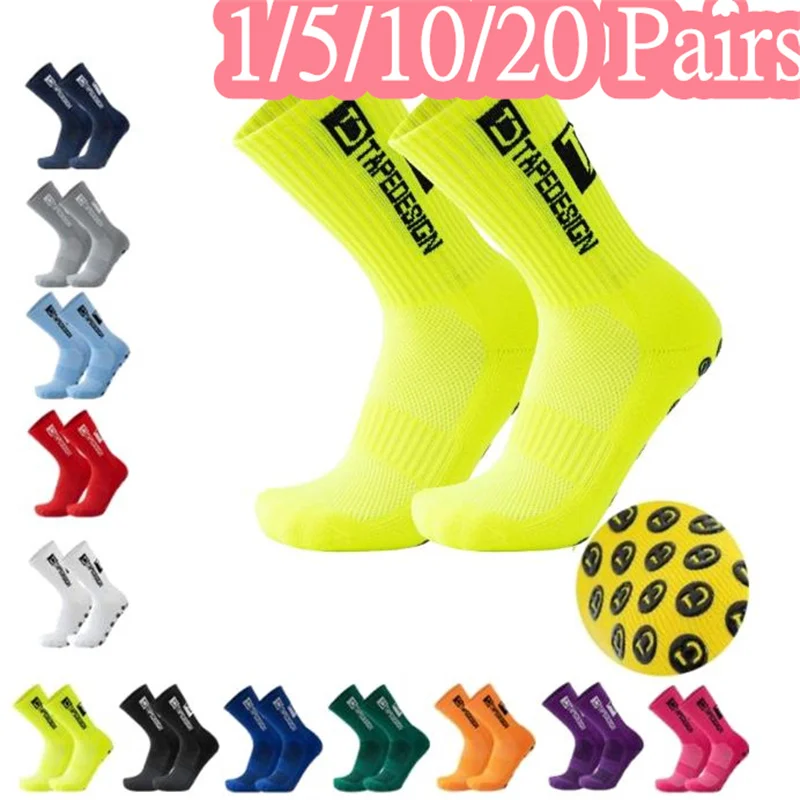 

1/5/10/20 Pairs Non Slip Soccer Socks Men Non Skid Grip Football Basketball Sport Cycling Socks