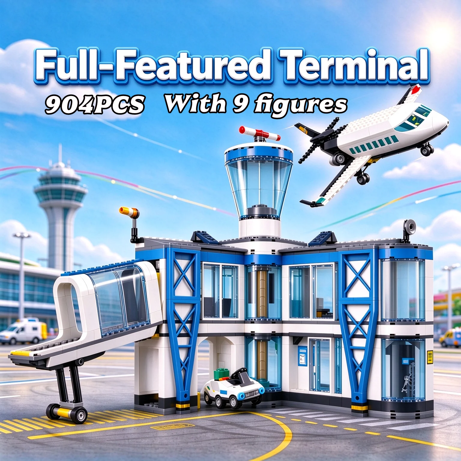 Compatible Sets City Series Building Blocks Airport with Airplane Passenger Terminal 60502 New Plane Model Toys Assembling Gift