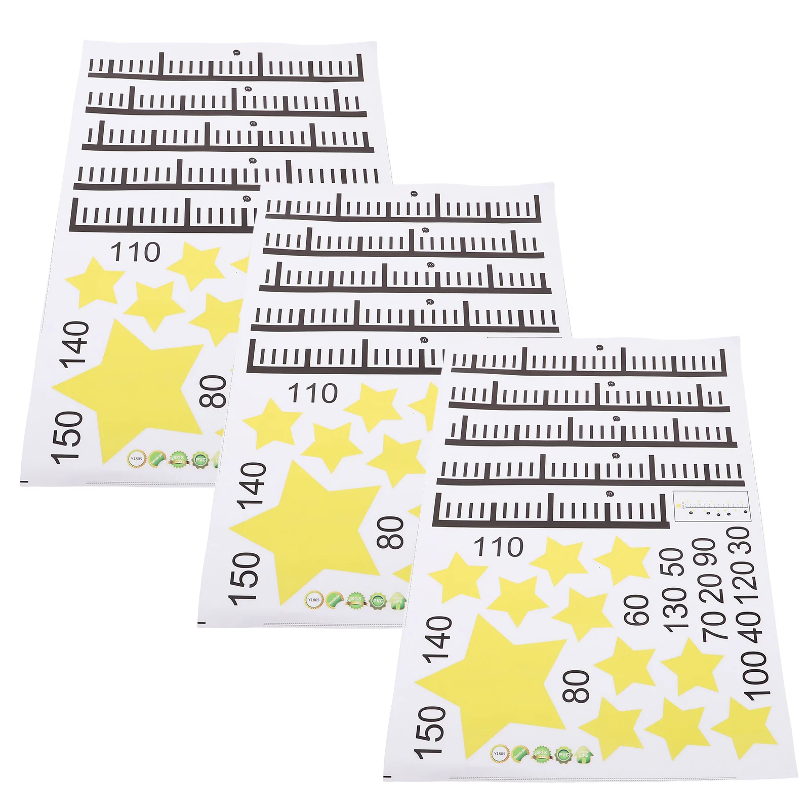 

3Pcs Star Height Chart Wall Sticker Growth Ruler PVC Material Adhesion Height Chart Measurement Wall Decal Stickers