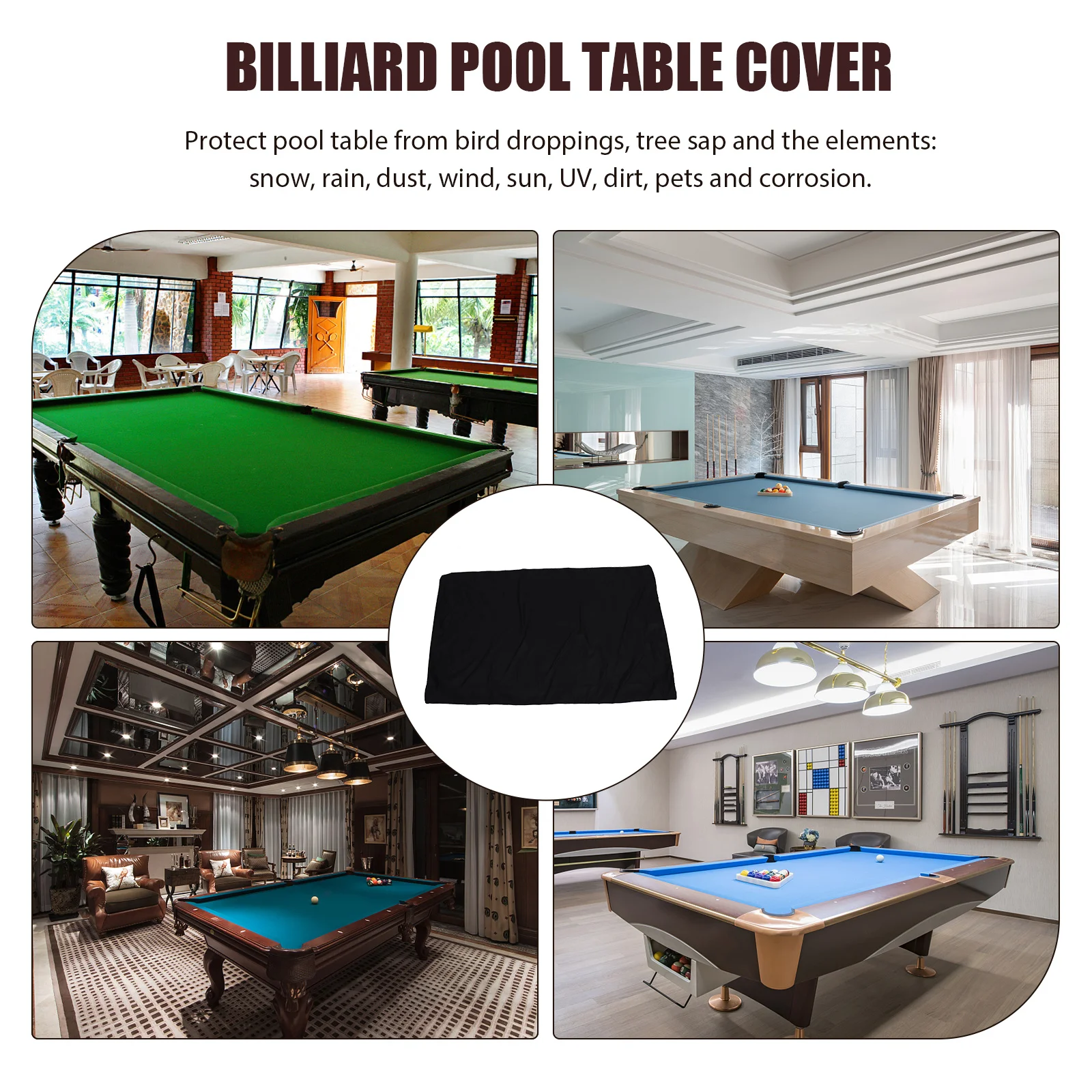 غطاء طاولة حمام السباحة قماش أكسفورد مقاوم للماء والغبار غطاء أثاث خارجي شديد التحمل لطاولة البلياردو بالأشعة فوق البنفسجية والمطر والثلج #6