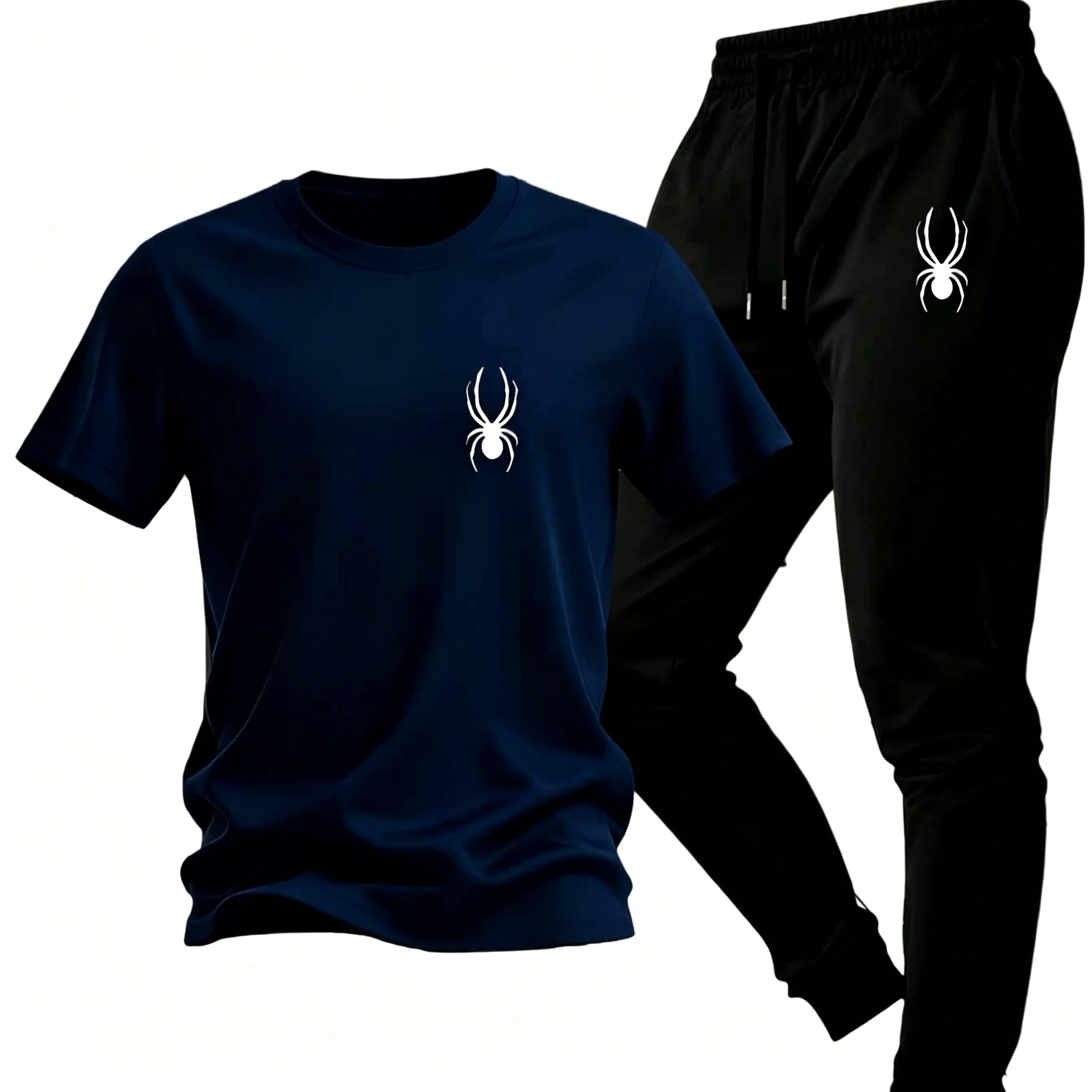 

Men Casual Matching Tracksuit Cotton T-shirt Polyester Pants Loose Daily Sport Outdoor Streetwear Two Piece Outfit