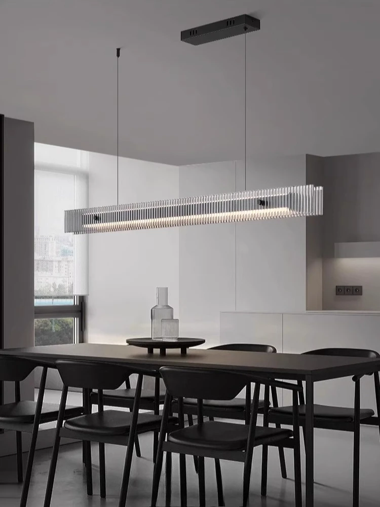 Italian minimalist restaurant pendant light, Nordic high-end art, modern minimalist designer, glass straight strip light
